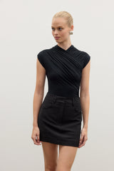 Amrita Sleeveless Bodysuit by Bayse - Black