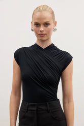 Amrita Sleeveless Bodysuit by Bayse - Black