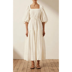 Priscila Pin Tuck Cross Back Midi Dress