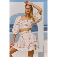 Roxanne Linen Open Back Crop Top