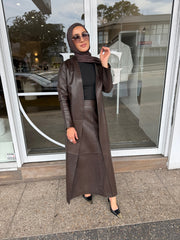 Inaya Bonded Leather Coat by Maryesha