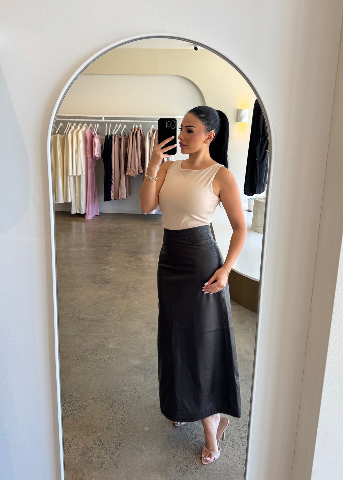 Mirage Leather Maxi Skirt