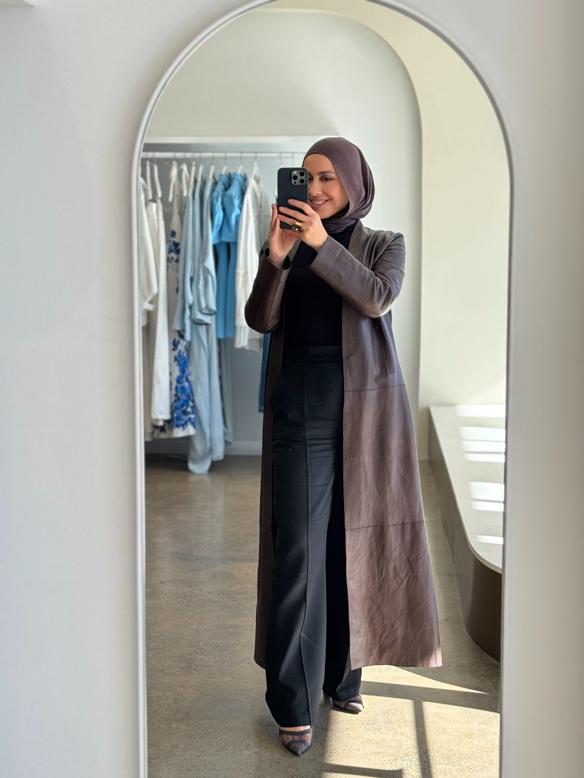 Inaya Bonded Leather Coat by Maryesha
