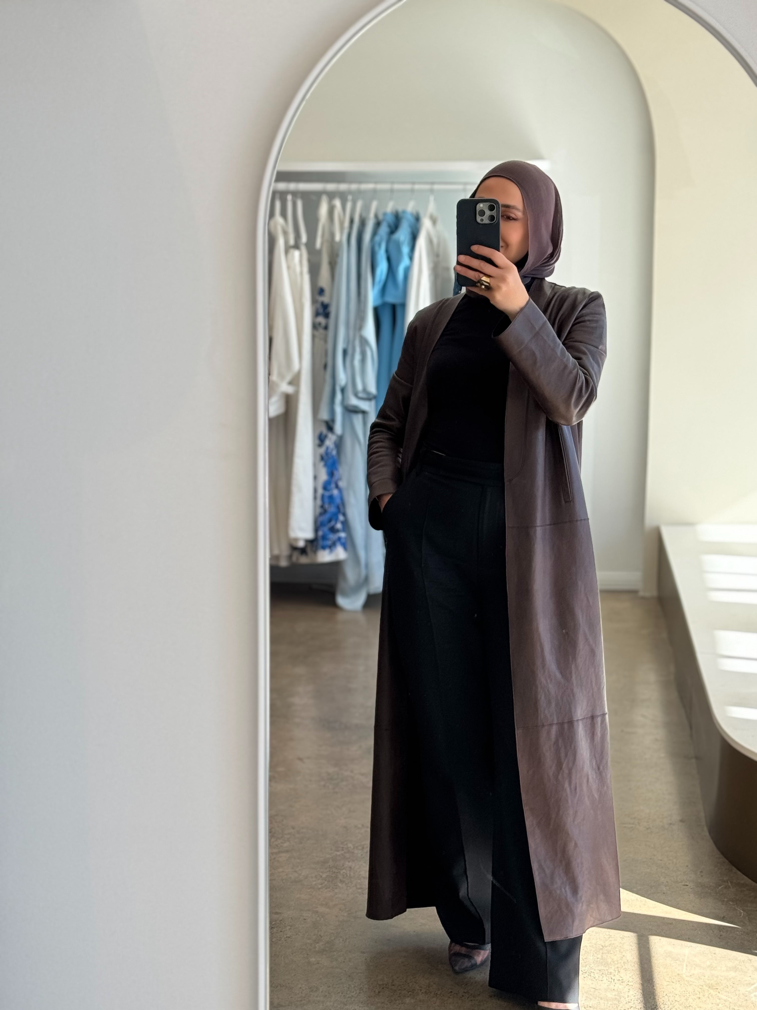 Inaya Bonded Leather Coat by Maryesha
